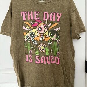 Powerpuff Girls Olive Green T-Shirt